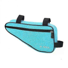 (Blue A) Bicycle Triangle Front Tube MTB Saddle Bag Colorful Storage Pouch Frame Holder Cycling