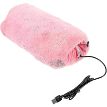 (Pink) 1pc Electric Heated Hand Warmer Pouch Rechargeable Soft Flannel Hand Muffs Brown