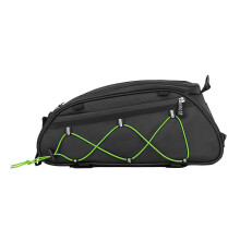 (Green) Hard Shell Bike Seat Bag Waterproof Rear Rack Saddle Pouch Reflective Strips Black