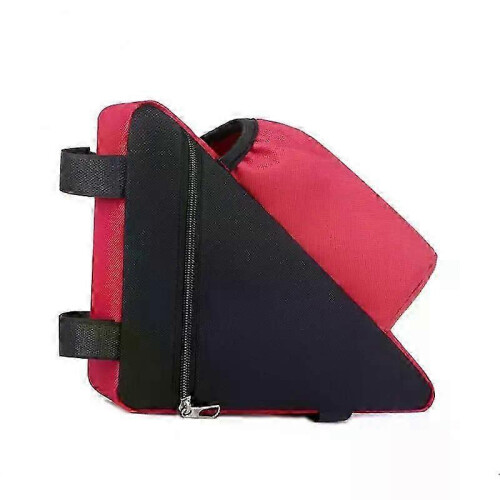 (Red B) Bicycle Triangle Front Tube MTB Saddle Bag Colorful Storage Pouch Frame Holder Cycling