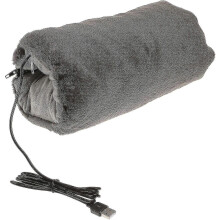 (Grey) 1pc Electric Heated Hand Warmer Pouch Rechargeable Soft Flannel Hand Muffs Brown