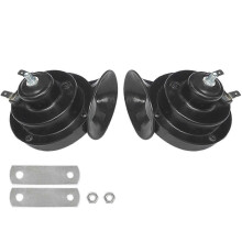 (Black 12V, 2pcs) 300DB Train Horns 12V/24V Waterproof Electric Snail Horn for Car Motorcycle Truck Boat