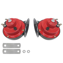 (Red 12V, 2pcs) 300DB Train Horns 12V/24V Waterproof Electric Snail Horn for Car Motorcycle Truck Boat