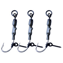 (2) Carp Rig Hook Bent Shank Inverted Bottom Fishing Hook with Float and Bead Bait