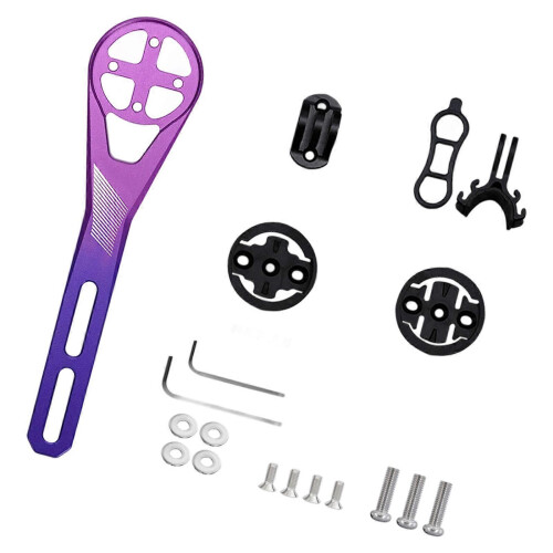 (Purple) Bicycle Computer Mount Front Extension Bracket & Bike Light Adapter Vert