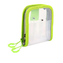 (Green) Clear 6-Compartment Squid Jig Lure Hook Case 2-Way Zipper Portable Fishing Bag Green