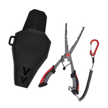 (Rubber suit) Multitool Pliers Sheath Coiled Lanyard Line Cutter Ring Opener Hook Remover Multicolor