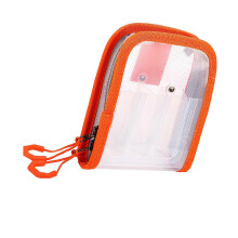 (Orange) Clear 6-Compartment Squid Jig Lure Hook Case 2-Way Zipper Portable Fishing Bag Green
