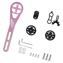 (Pink) Bicycle Computer Mount Out Front Extension Bracket & Bike Light Adapter Green