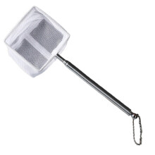(White square trumpet) Extendable Telescopic Fish Landing Net with Telescoping Rod Handle Multicolor