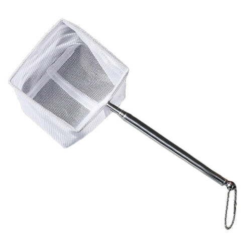 (white square large) Extendable Telescopic Fish Landing Net with Telescoping Rod Handle Multicolor
