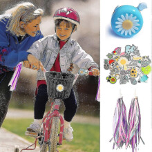 (Black) Kids Braided Plastic Bike Cesta con Bell & Fringe Ribbon regalo de cumpleaños para niñas JJ