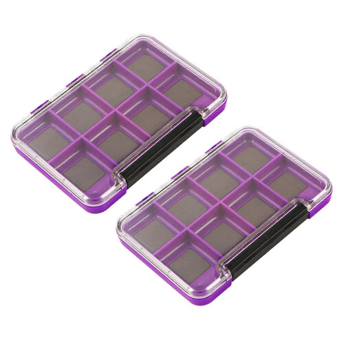 (Purple 8 grids) Multicolor Shock Resistant Tackle Box for Lures 2 Magnetic Locking Framework Top Compartment