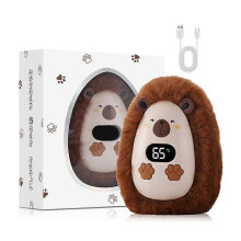(Brown) Cute Animal Plush Hand Warmer Digital 3 Heat Levels Fast Heating Portable Outdoor Winter