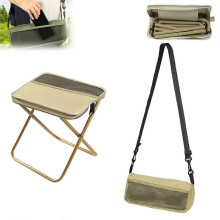 (Khaki, S) Foldable Backpack Stool Portable Lightweight Camping Chair for Hiking&Fishing&Picnics w/Bag