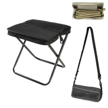 (Black, L) Foldable Backpack Stool Portable Lightweight Camping Chair for Hiking&Fishing&Picnics w/Bag