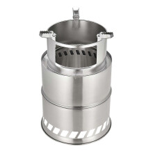 (S) Camping Foldable Stainless Steel Wood Burning Portable Backpacking Stove for Hiking BBQ