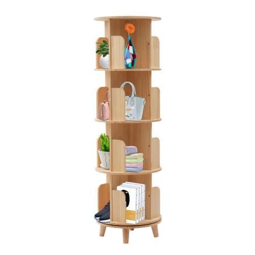 4-tier Rotating Bookshelf Wooden bookshelf 1