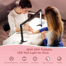 Lâmpadas de Unha Dobráveis para Mesa, Luz para Tecnologia de Unhas com Suporte para Telefone, Luz de LED Meia-Lua, Extensões de Cílios,
