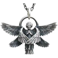 Classic Angel Pendant Necklace with Long Chain for Men and Women Christian Prayer Jewelry Good Luck Accessory