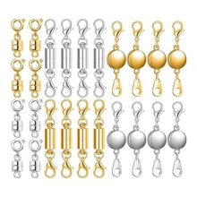 24 Pcs Magnetic Necklace Clasps and Closures, 3 Styles Connector Locking Clasps with Extender for Jewelry Making