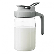 32 oz Glass Pitcher with Flip Cap Lid and Pour Spout, Leak-Proof Milk Storage Jug for Cold Brew, Iced Tea, and Breast Mi