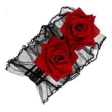 Gothic Lace Gloves with Rose Flower Corsage, Women’s Hand Sleeves, Comfortable Fit, 1 Pair