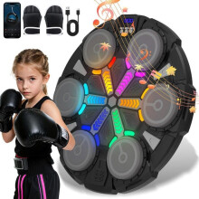 Musical Boxing Machine - LED Digital Scorer, Bluetooth, 6 Round Targets CD8820 - Adjustable Speed, Light Effects, Gloves
