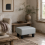 Relata Faux Leather Grey Cube Footstool With Black Legs 1