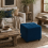 Dimano Velvet Blue Upholstered Square Ottoman Diamond Tufted Pattern 1