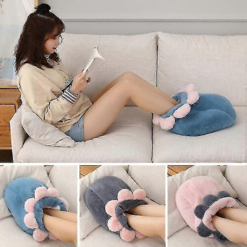 (Blue) Foot Warmer Plush Cover Keeps Feet Warm in Winter Office 1