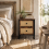 Mata Coyo Brown Industrial Bedside Table Wicker 2 Drawers 1