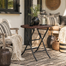 Kasado Brown Rattan Folding Round Outdoor Bistro Table