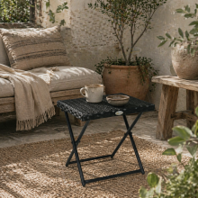 Kenila Natural Rattan Square Folding Garden Bistro Side Table