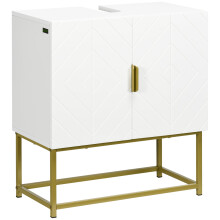 Fitirole Bathroom Mirror Storage Cabinet With Under Sink Cupboard And Gold Tone Legs