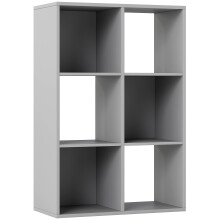 Salusosu Wooden Light Grey 6 Cube Storage Bookcase
