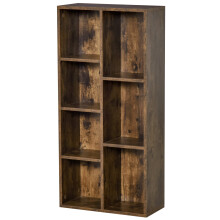 Luno Neka Wood Rustic Brown 7 Cube Storage Bookcase