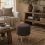 Roli Linen Look Dark Brown Round Storage Ottoman 1