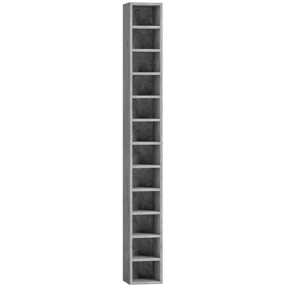 Wyld Haus Grey Loli Wooden Cement Tall Narrow Media Storage Tower With 204 Disc Capacity - Image 2