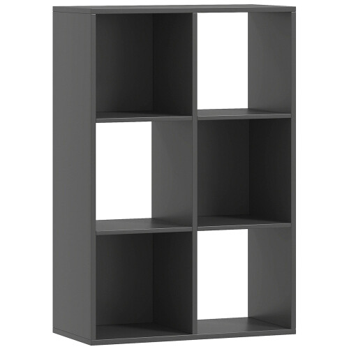 Vasutte Wooden Black 6 Cube Storage Bookcase