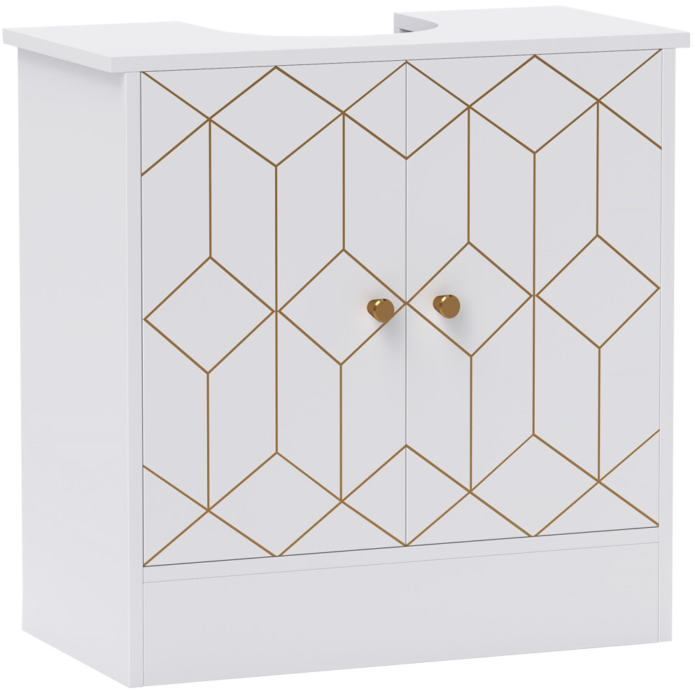 Photos - Kitchen System Verado Under Sink Bathroom Storage Cabinet With Adjustable Shelves And Open Compartment White