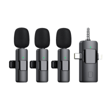 3 in 1 Wireless Lavalier Microphone for iPhone, iPad, Android, and Camera with Clear Audio and Portable Clip-On Design