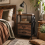Yoroma Rustic Brown Bedside Table With Built In Charging Ports 2 Drawers 1