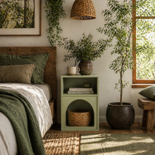 Nimayo Light Green Bedside Table With 2 Open Storage