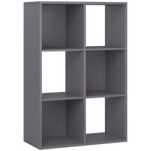 Fahe Wooden Grey 6 Cube Storage Bookcase