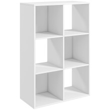 Kapatte Wood White 6 Cube Storage Bookcase