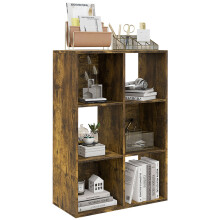 Mitere Wood Rustic Brown 6 Cube Storage Bookcase