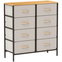 Neyo Metal And Fabric Cream White 8 Drawer Industrial Storage Dresser With Steel Frame