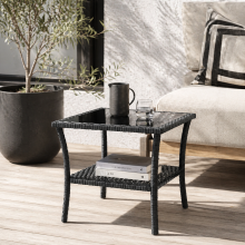 Keso Rattan Black 2 Tier Square Outdoor Coffee Table