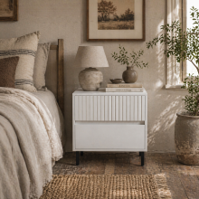 Cove White 2 Drawer Bedside Table 2 Drawers Line Detail